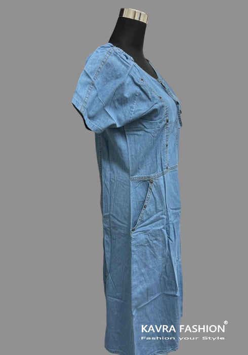 Readymade Blue 100% Denim Knee Length Kurti